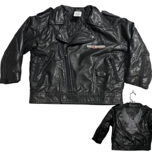 Harley-Davidson Size 4T Toddler Kids Motorcycle Faux Leather Black Jacket Biker - Picture 1 of 10