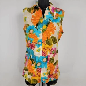Túnica floral vintage de los años 60 de colores brillantes con cremallera frontal para mujer talla 32 - Imagen 1 de 8