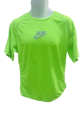 New NIKE RUN Mens DriFit Stay Cool Ventilated Lime Green Grey Top Shirt M - Image 1 of 2