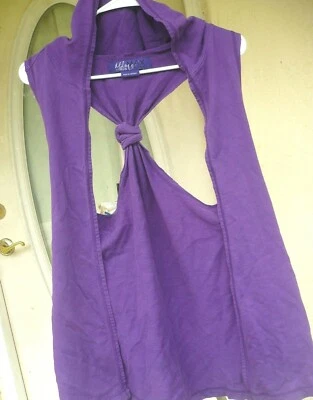 MILEY CYRUS MAX AZRIA JR M SLEEVELESS HOODED JACKET SOLID PURPLE RACERBACK WOMEN - Image 1 of 4