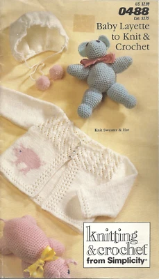 KNITTING & CROCHET FROM SIMPLICITY BABY LAYETTE BOOKLET #04-88 ©1989 - Image 1 of 4