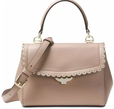 Nuevo Michael Kors Bandolera Mango Superior Trufa Dorado Mini Bolso Festoneado Cuero Foto 1 de 4