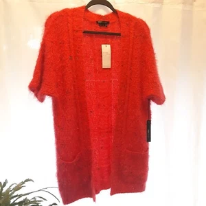 BCBGMAXAZRIA fuzzy sweater-open long shrug NWT size M Spring Color - Picture 1 of 10