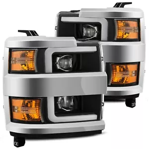 For 15-19 Chevy Silverado 2500 3500 HD AlphaRex PRO Black Projector Headlights - Picture 1 of 10
