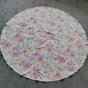Round Tablecloth 67 Inch Diameter Cream Floral Multicolor Spring Rose Tulip Leaf - Picture 1 of 6