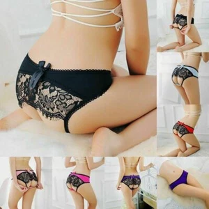Sexy Women Cheeky Lace Thong G-string Panties Crotchles Brief Lingerie Underwear - Picture 1 of 23