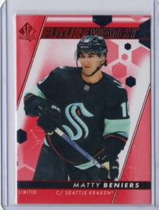 MATTY BENIERS NHL Kraken 2022-23 UD SP Authentic Future Limited Red RC #200 Card - Picture 1 of 2