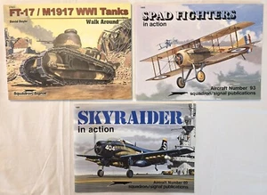 3 Book Lot SQUADRON SIGNAL Skyraider SPAD FIGHTERS Aircraft FT-17/M1917 Tank - Picture 1 of 2