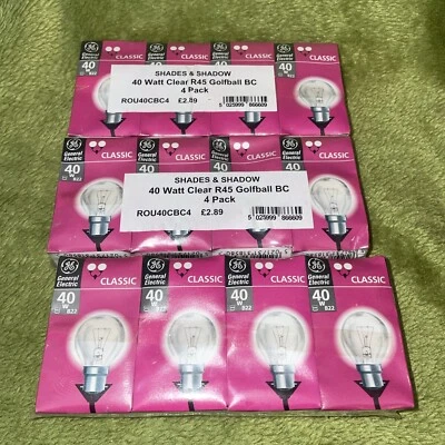  General Electric  BC,B22 Large Bayonet Cap 40w Clear Golf Ball Lamp - Pack 12 - Image 1 of 4