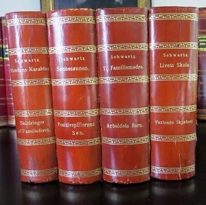 4 Antique 19th Century Leather Bound Books by E. Coles 1895-96 Marie Schwartz - Picture 1 of 10