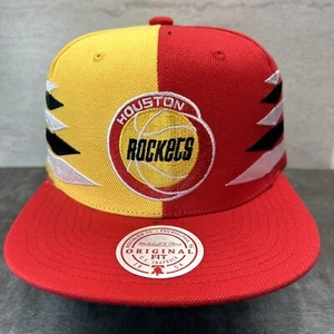 Houston Rockets Hat Mitchell & Ness Red Diamond Cut Snapback Cap - 4 Color H59 - Picture 1 of 8