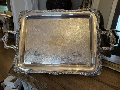 Plato de servir victoriano ornamentado plateado WM Rogers 290 vintage Foto 1 de 4