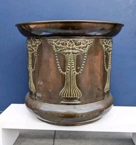 Art Nouveau Beldray Regency Swag fioriera in rame vaso per piante da fiore Jardiniere - Foto 1 di 24