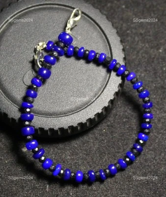 Pedra opala etíope turmalina preta nova pulseira corrente gancho joia prata 925 - Imagem 1 de 4