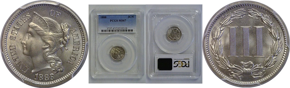 1888 Nickel Three Cent   PCGS MS-67 - Image 1 of 3