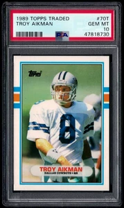 1989 TOPPS TRADED RC #70T TROY AIKMAN HOF PSA 10 GEM MINT ROOKIE #47818730 - Picture 1 of 2