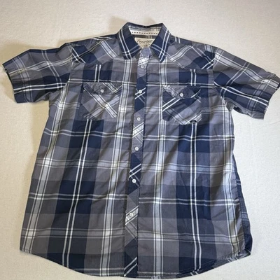 Coastal Men’s Western Pearl Snap Plaid Short-Sleeve Shirt Size L Timeless Style - Image 1 of 4