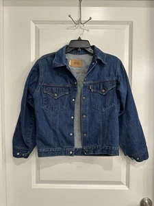 Vintage Levi's Kids Trucker Jacket Orange Tab USA Made Size 18 70s Denim - Picture 1 of 6