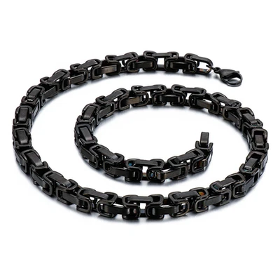 Collar de cadena bizantina de moda de acero inoxidable de 8 mm 26 pulgadas negro para hombres regalos Foto 1 de 4