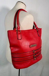 $655 New Versace 1969 Red Milano Italy Logo Straps Large Tote Bag Handbag Purse - Picture 1 of 19