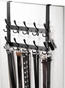 Over the Door Tri Hook Door Hanger, Belt Organizer Rack, 30 Coat Hooks, 2-Tier H - Picture 1 of 8