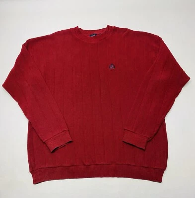 Suéter De Colección Izod Rojo Tejido Cresta Logo Talla XL 90s Y2K Vacaciones Navidad Abuelo Foto 1 de 4