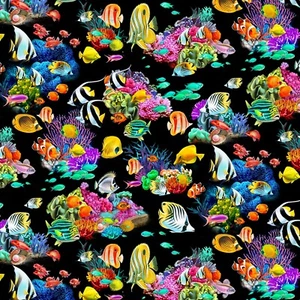 Michael Miller - Sea World - Splashtastic - Black, Fabric BTY - Picture 1 of 5