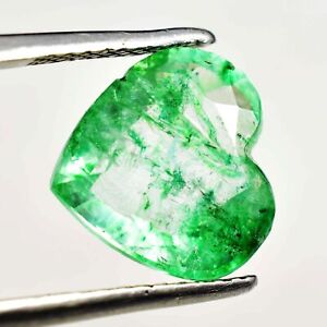6.75 Ct Natural Green Zambian Emerald Heart Cut Certified Gemstone