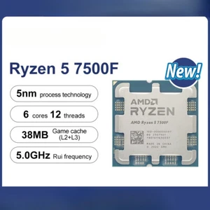 For AMD Ryzen 5 7500F R5 3.7GHz 6-Core 12-Thread CPU Processor 5NM L3=32M Socket - Picture 1 of 14