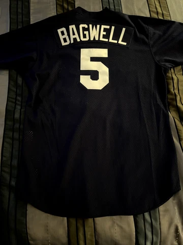 Jeff Bagwell Houston Astros Authentic Majestic Navy Batting Practice Jersey 46 Cover