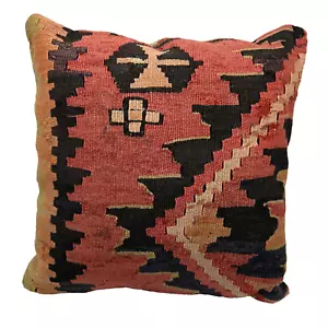 Alfombra geométrica moderna vintage tejida Kilim almohada mediados de siglo 100 % lana pavo - Imagen 1 de 12