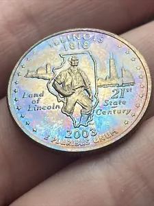 2003 D Illinois State Quarter Actual Coin Beautiful Breathtaking Tone! TK5386* - Picture 1 of 6