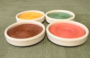 Vintage The Original Dir Coasters Co. 1960's Rope Edge Design Pottery Drink - Picture 1 of 10