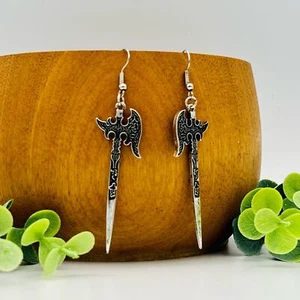 Handmade Hatchet Ax Earrings Silver Goth Renaissance Steampunk Hypoallergenic  - Picture 1 of 5