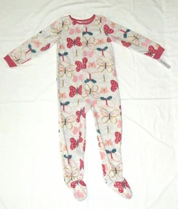 Carters Fleece Footed Pajama Blanket Sleeper Size 12 Butterfly Girl Warm Cozy - Picture 1 of 8