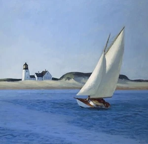 FRAMED Edward Hopper sailing picture art litho print The Long Leg : detail 1930 - Picture 1 of 2