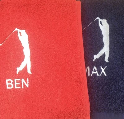 TOWEL CITY Personalisiertes besticktes GOLF-Handtuch mit großem Logo und Namen