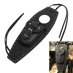 Leather Fuel Gas Tank Center Pouch Bag Tank Pad Cover For Harley Sportster 883 - Picture 1 of 12