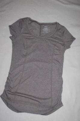 Womens HEATHER GRAY S/S FITNESS TEE SHIRT Soft Knit SHIRRED SIDES Size M 8-10 Foto 1 de 3