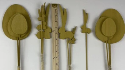 Bunny & Easter Egg Shaped Unfinished Wood Cutouts Easter Decor 12 Total - Image 1 of 4