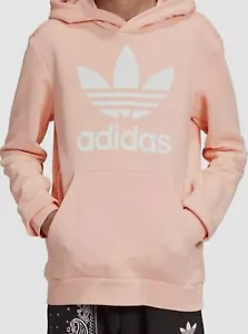 $45 Adidas Kid Girl's Trefoil Graphic Logo Long Sleeve Pullover Hoodie Size M - Picture 1 of 1