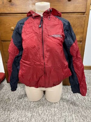 Chaps Ralph Lauren Red Mens Full Zip Up Poly Jacket Coat Logo Sz Med Tall Hood - Image 1 of 4