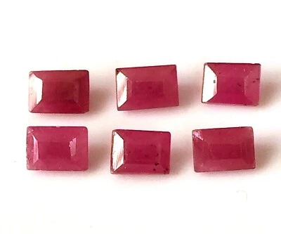 6X4 MM BAGUETTE CUT RUBY NATURAL UNHEATED FACETED CALIBRATED GEMSTONE 6 PIECES - Image 1 of 4