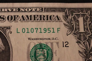 ONE DOLLAR FANCY BIRTHDAY/ANNIVERSARY NOTE [JAN 7, 1951]  SN # L 01071951 F - Picture 1 of 3