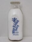 SSPQ Milk Bottle Blue Ribbon Dairy Utica NY ONEIDA COUNTY 2-COLOR Happy Cow Var2