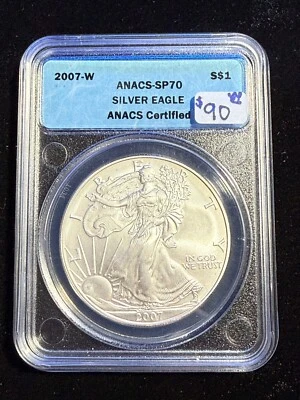 2007 W AMERICAN SILVER EAGLE  ANACS SP70 - Image 1 of 4