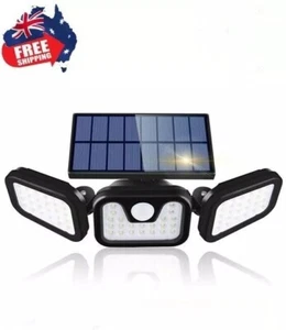 3 Head Solar Motion Sensor Light Outdoor Garden Wall Security Flood Lamp 74LEDs - Picture 1 of 5