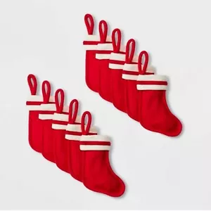 Wondershop Set di 10 - 8" Mini Calze Natalizie in Feltro Rosso per Regali NUOVO! - Foto 1 di 4