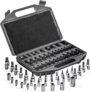 XtremepowerUS 35pcs 1/4" 3/8" Star Bit External Socket Set Torx Tamper Proof - Picture 1 of 10