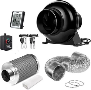 4 Inch 195 CFM Inline Fan Circulation Vent Blower Air Carbon Filter - Picture 1 of 13